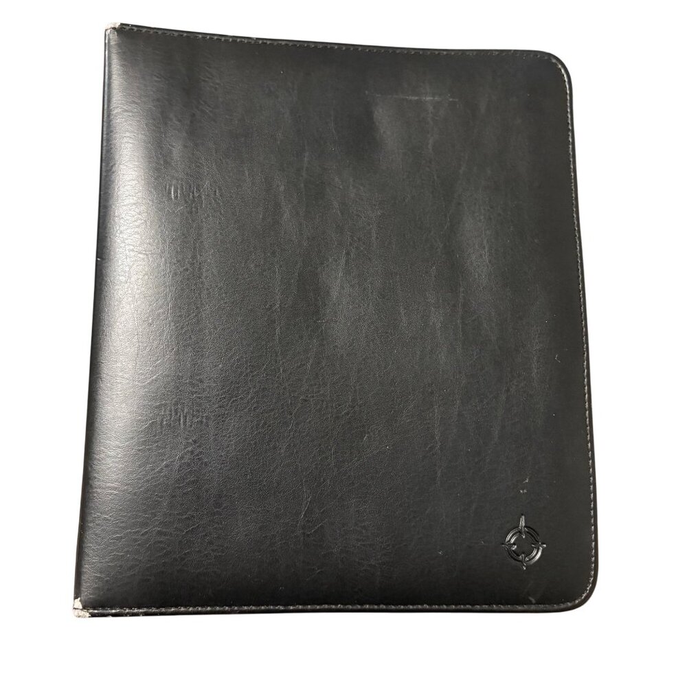 Franklin Covey Black Leather Zip Binder Planner Organizer 7-Ring With Card Slots